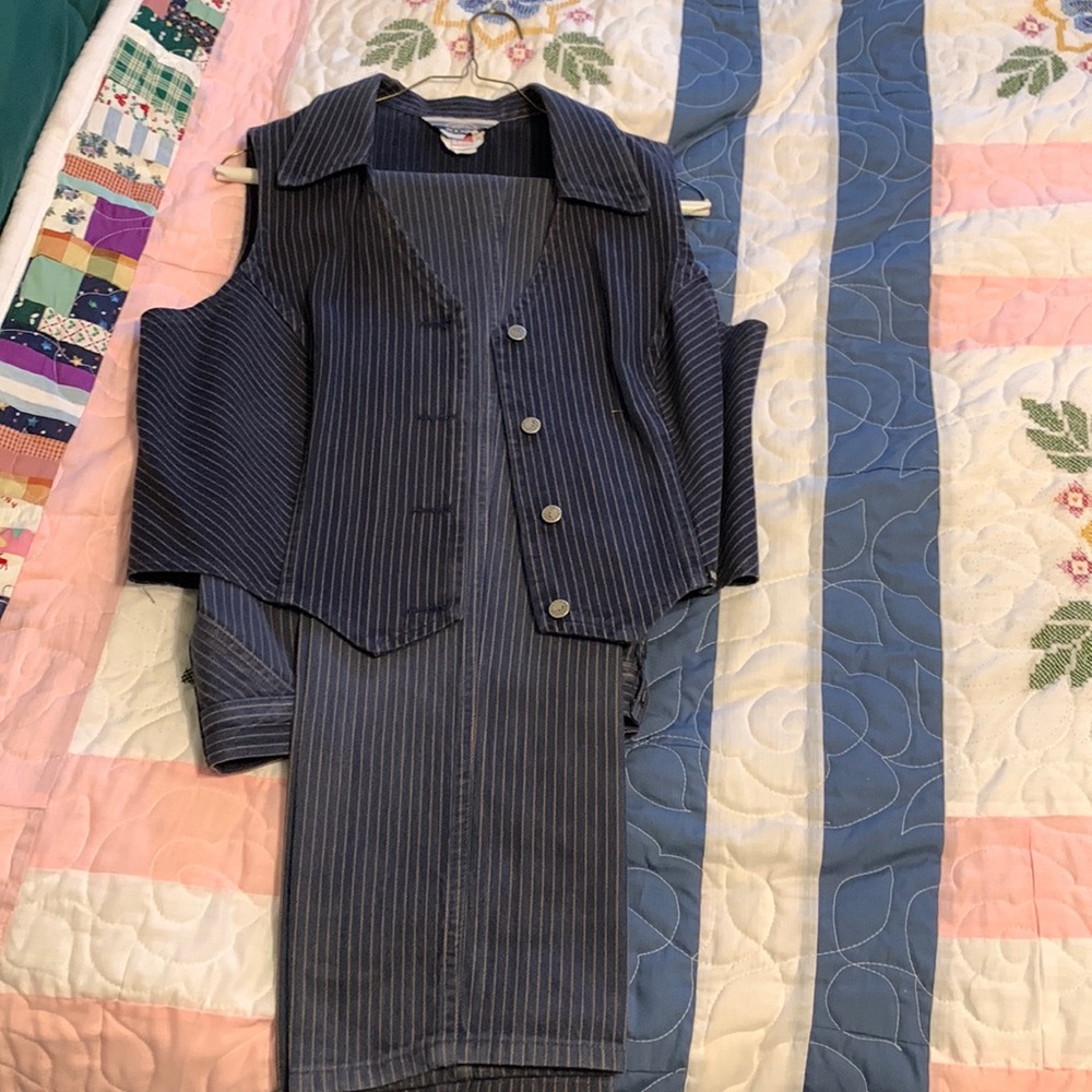 Rockies Women's Boot Cut Jeans Set in Navy Pinstripe